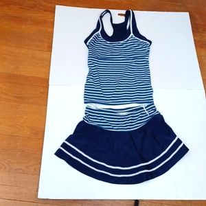 Navy Blue Striped Women's Swim Set
